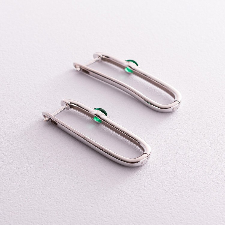 Серебряные серьги "Бриана" (зеленые фианиты) 123134 от ювелирного магазина Оникс - 2