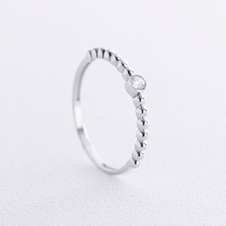 Кольцо "Stephanie" с фианитом (белое золото) к07971 от ювелирного магазина Оникс