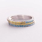 Золотое кольцо с голубыми и желтыми бриллиантами 226831121 от ювелирного магазина Оникс - 2