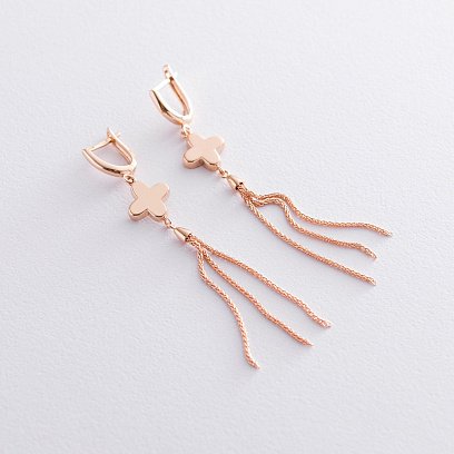 Серьги "Клевер" в красном золоте с06860