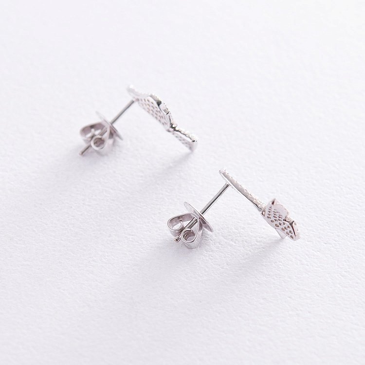 Золотые серьги - пусеты "Бабочки" (бриллианты) с295 от ювелирного магазина Оникс - 1