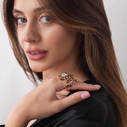 Каблучка "Пантера" у червоному золоті (фіаніти) к06767 №2