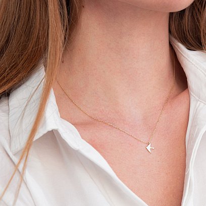 Колье "Ласточка" в желтом золоте кол01613 №5