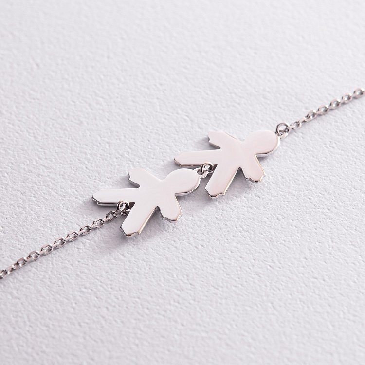 Браслет "Два хлопчики" в білому золоті (можливе гравіювання) з2089б від ювелірного магазину Онікс - 2