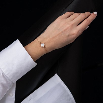 Браслет "Конюшина" в червоному золоті (перламутр) б04556 №2