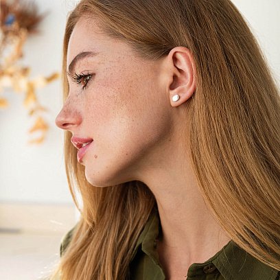 Золотые серьги - пусеты Овальные без камней с06044 №4