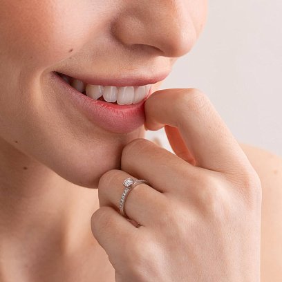 Заручальна золота каблучка з діамантами 28791121 №2