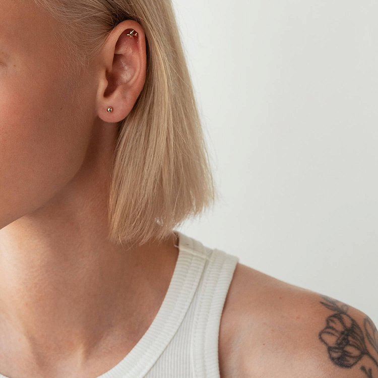 Одиночна сережка "Літачок" в хрящ вушка (жовте золото) с07926 від ювелірного магазину Онікс - 6
