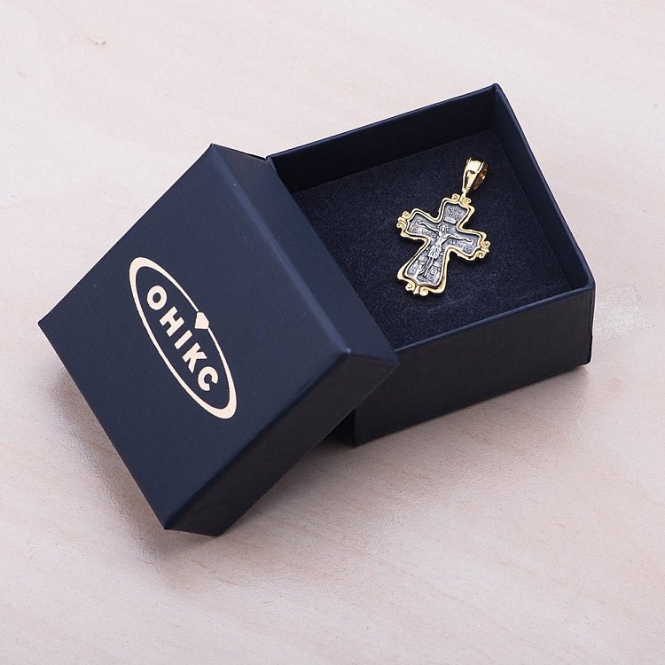 Срібний хрест "Розп'яття" з позолотою 132406 від ювелірного магазину Онікс - 4