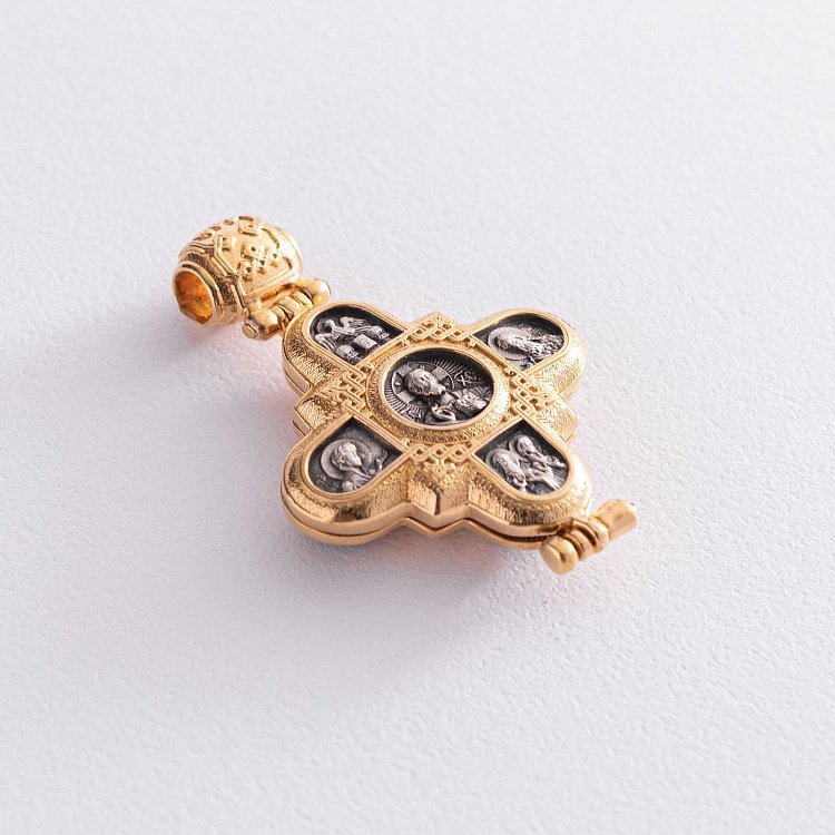 Серебряный мощевик с позолотой "Господь Вседержитель. Божия Матерь" 131805 от ювелирного магазина Оникс - 4