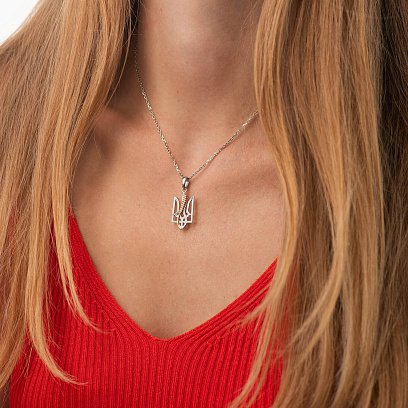 Серебряный кулон "Герб Украины - Тризуб. Колосок пшеницы" 1044 №2