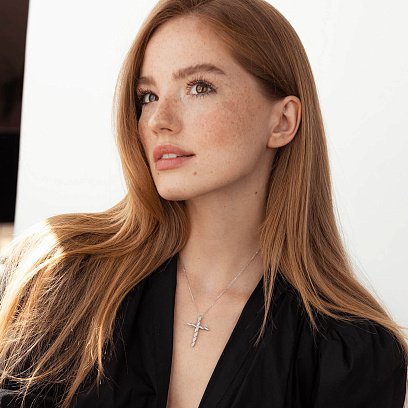 Золотий хрестик з діамантами пм276 №2