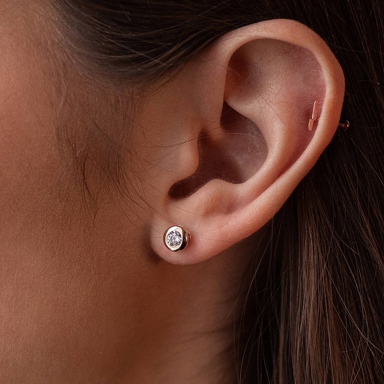 Одиночная серьга "Молния" в хрящ ушка (красное золото) с08218 от ювелирного магазина Оникс - 3