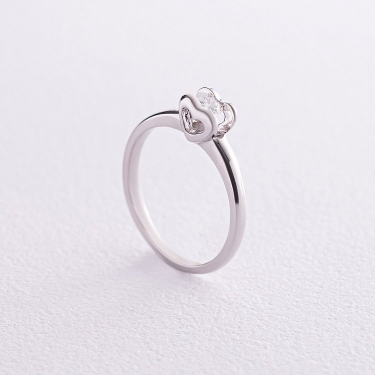 Заручальна золота каблучка "Сердечко" з діамантом кб0414 від ювелірного магазину Онікс