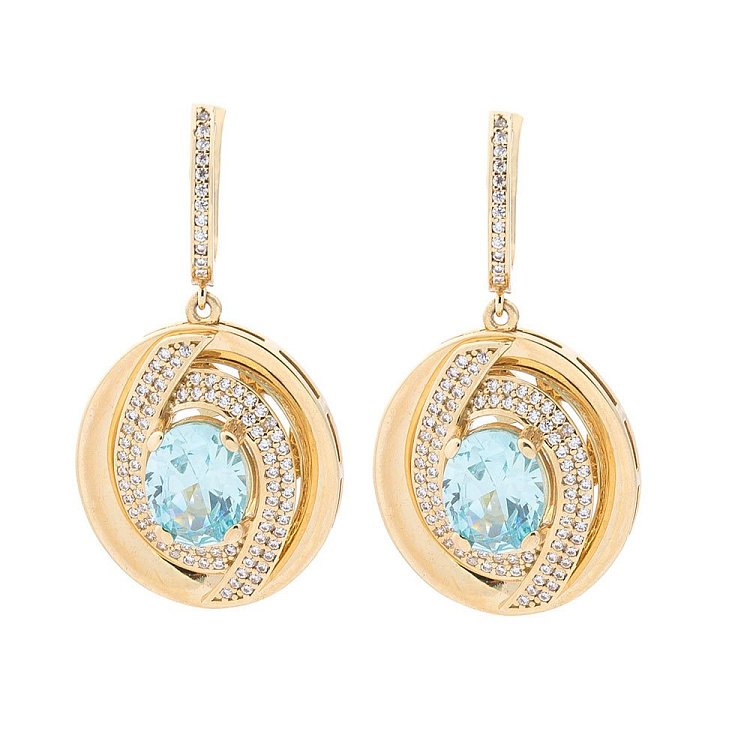 Золоті сережки з фіанітами с03956 Золоті сережки з фіанітами с03956 від ювелірного магазину Онікс