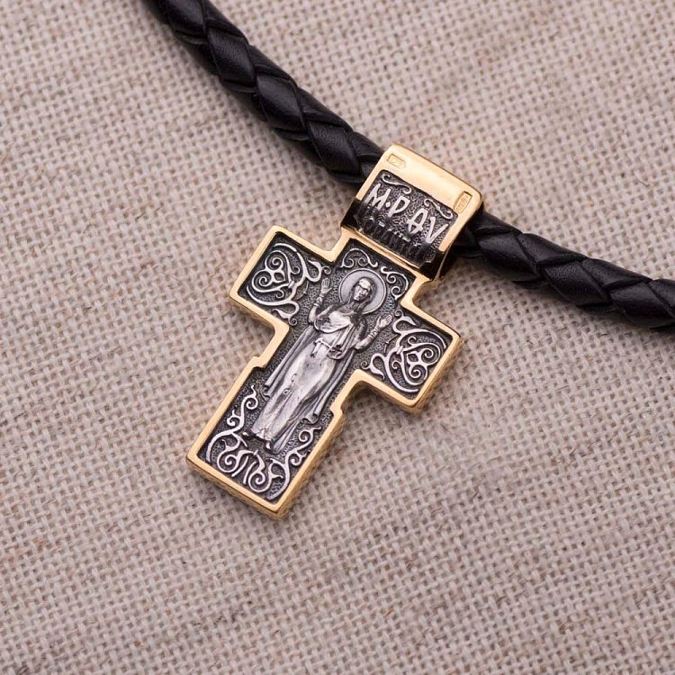 Срібний хрест з позолотою 132443 від ювелірного магазину Онікс - 1