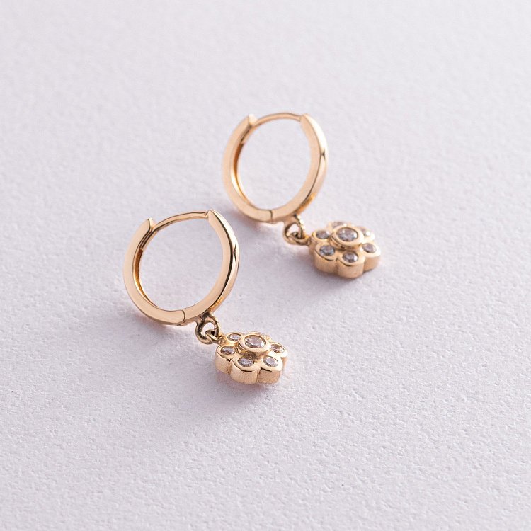 Золотые детские серьги "Цветочек" с04810 от ювелирного магазина Оникс - 2