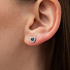 Золотые серьги - пусеты "Сердечки" (сапфиры, бриллианты) сб0508ca от ювелирного магазина Оникс - 7