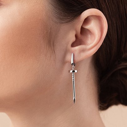 Сережки "Цвях" у білому золоті с08165 №5