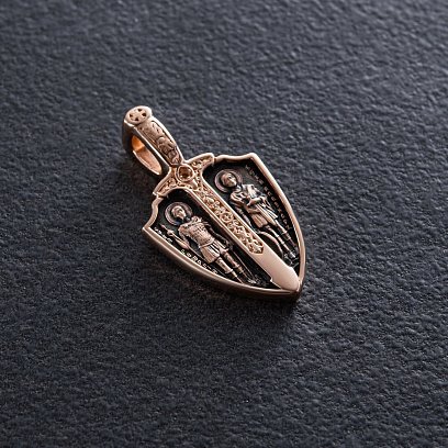 Золотий кулон "Св. вмч. Георгій Переможець. Св. блгв. кн. Олександр Невський. Архангел Михаїл" п03816 №5