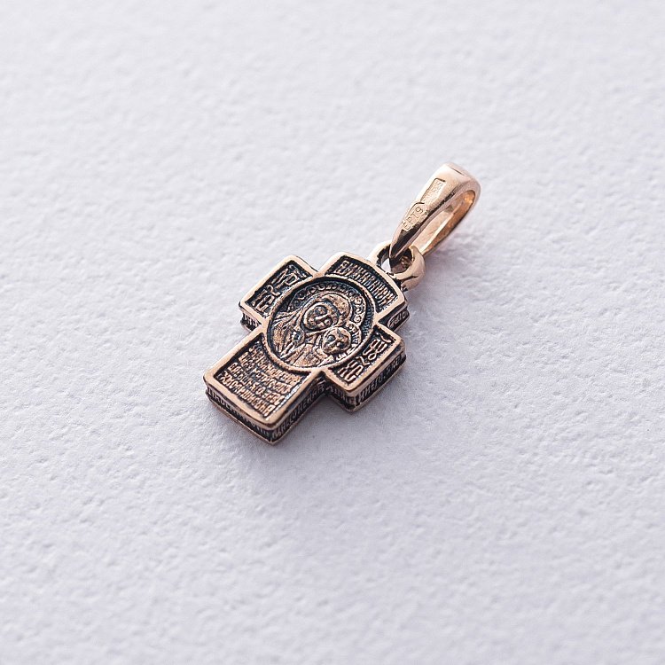 Золотий хрестик "Розп'яття Христове. Казанська ікона Божої матері" п02663 від ювелірного магазину Онікс - 2