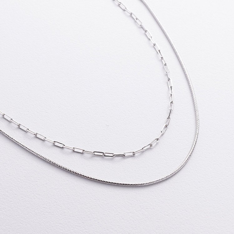 Подвійне срібне кольє "Ланцюжок" 181330 від ювелірного магазину Онікс