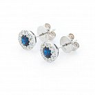 Золоті сережки-пусети з синіми сапфірами і діамантами с180 от ювелирного магазина Оникс