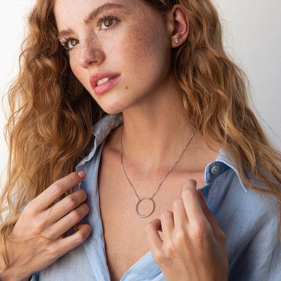 Срібне кольє "Великий кругообіг" (2.5 см) 181044 №5