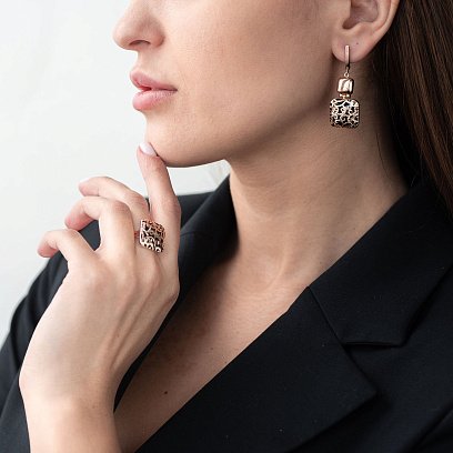 Золоті сережки з емаллю с05453 №2