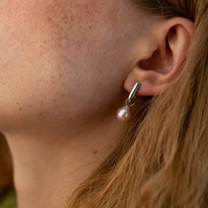 Серьги в белом золоте (культ. пресн. жемчуг) с08592 №3