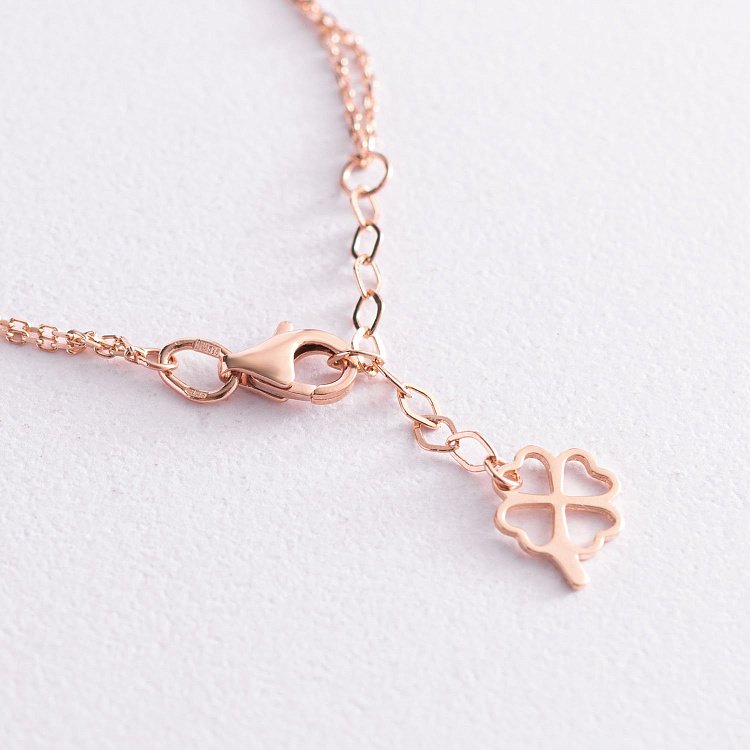 Двойной браслет "Клевер" в красном золоте (оникс) б04825 от ювелирного магазина Оникс - 2