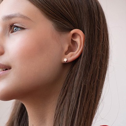 Золотые серьги-пусеты "Звездочки" с06046 №3