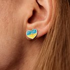 Сережки - пусети "Серце України" у сріблі (блакитна та жовта емаль) 1016 от ювелирного магазина Оникс - 3