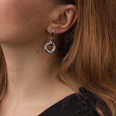 Серьги "Дакота" в белом золоте с08113 №6