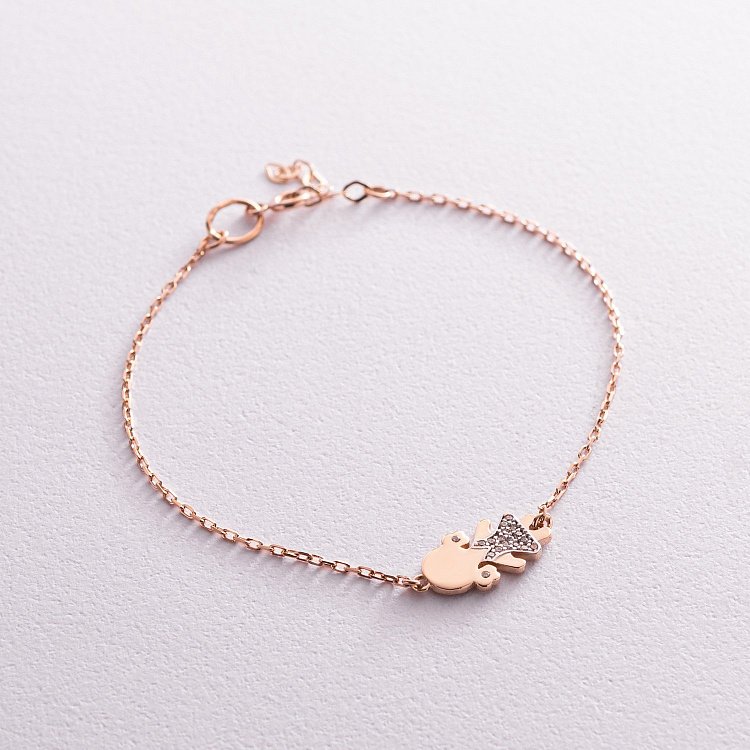 Золотой браслет "Девочка" с фианитами б02547 от ювелирного магазина Оникс