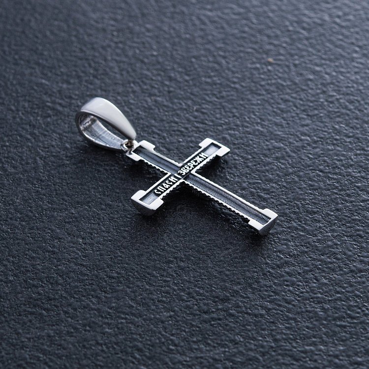 Серебряный крест "Распятие. Спаси и Сохрани" (на укр. языке) кду-26 от ювелирного магазина Оникс - 5