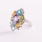 Золотое кольцо (бриллианты, цитрин, топаз голубой, хризолит, аметист) к416 от ювелирного магазина Оникс