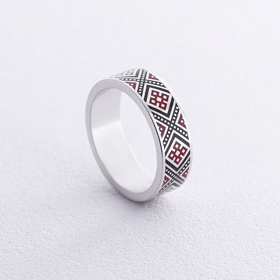 Золота каблучка "Вишиванка" з емаллю  230141100 №3