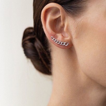 Моносережка "Ланцюжок" у білому золоті с08002 №3