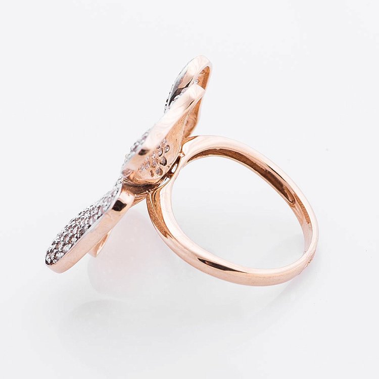 Золота каблучка з фіанітами "Квітка" к01870 - 2 Золота каблучка з фіанітами "Квітка" к01870 від ювелірного магазину Онікс - 2