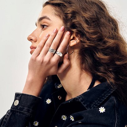 Серьга - каффа в белом золоте с06379 №3