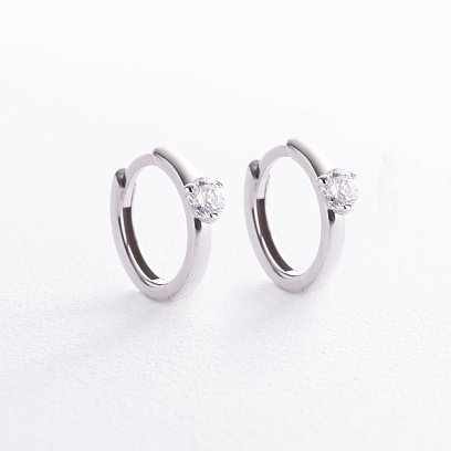 Серебряные серьги - кольца с фианитами OR111310
