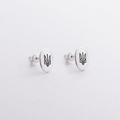 Серебряные серьги - пусеты "Герб України - Тризуб" 123476