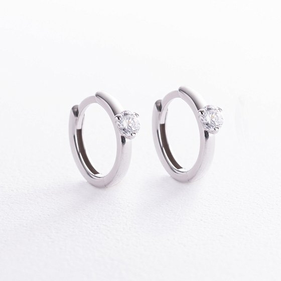 Серебряные серьги - кольца с фианитами OR111310