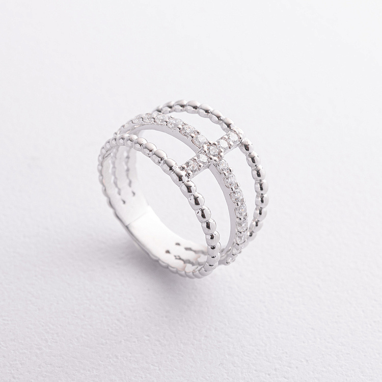 Срібна каблучка "Барселона" з фіанітами 901-01614 Срібна каблучка "Барселона" з фіанітами 901-01614 від ювелірного магазину Онікс