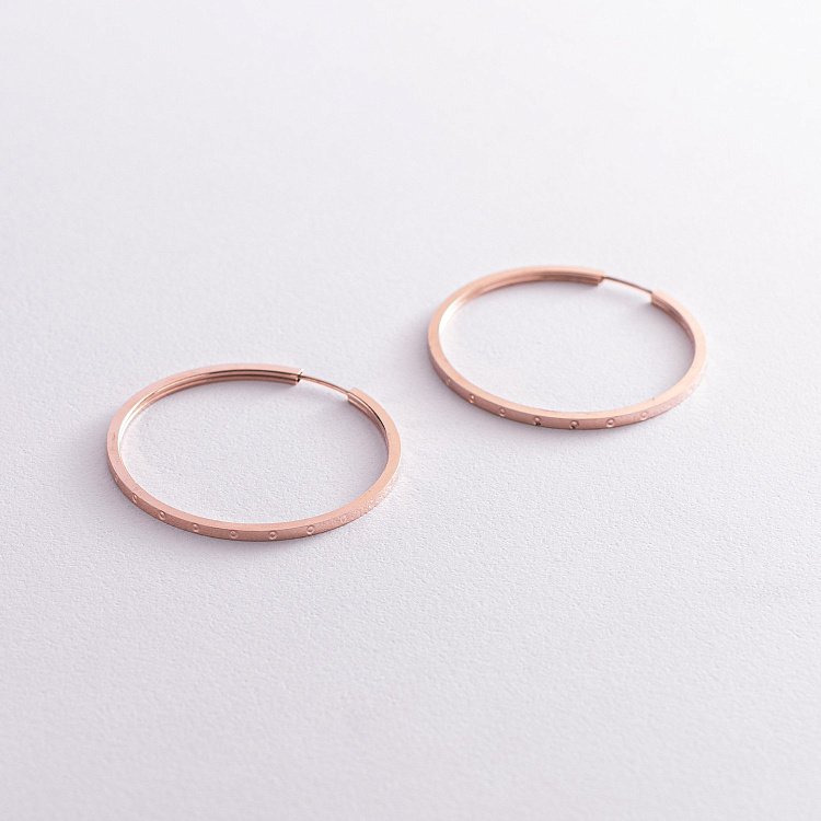 Сережки - кільця в червоному золоті с07757 від ювелірного магазину Онікс - 3