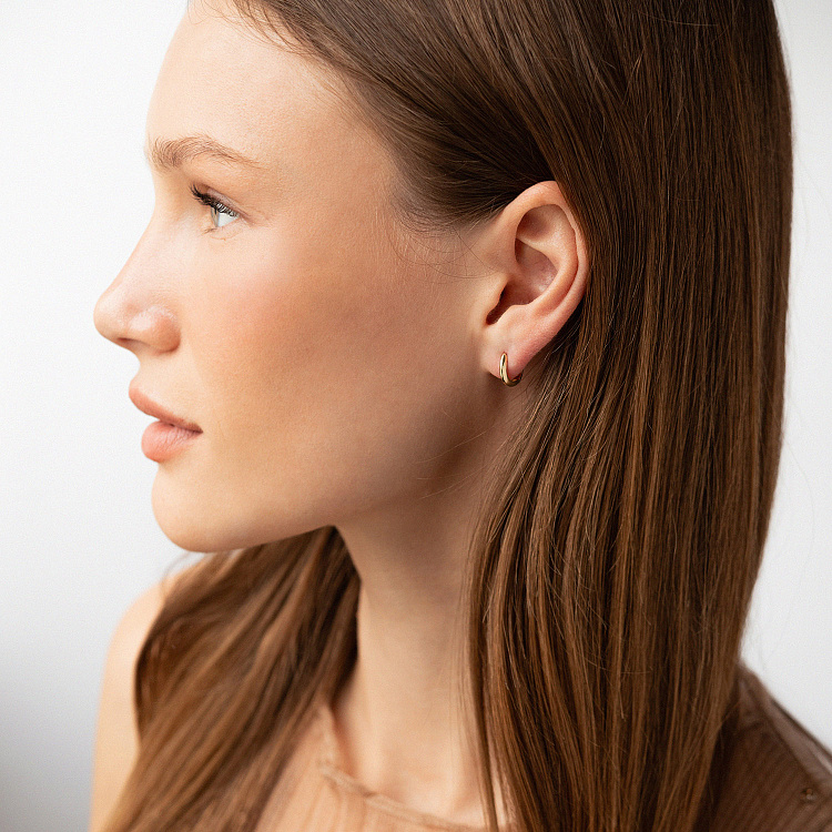 Серьги - кольца "Maya" в желтом золоте с09187 от ювелирного магазина Оникс - 3