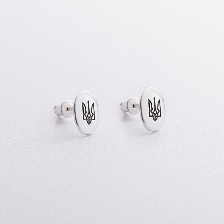 Серебряные серьги - пусеты "Герб України - Тризуб" 123476 от ювелирного магазина Оникс