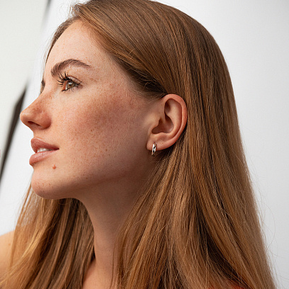 Серьги - кольца "Джоанна" в белом золоте с07993 №4