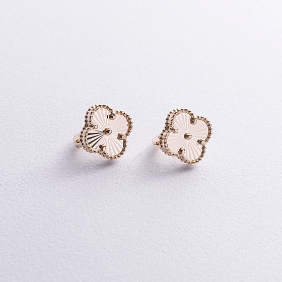 Сережки "Конюшина" в жовтому золоті с08871